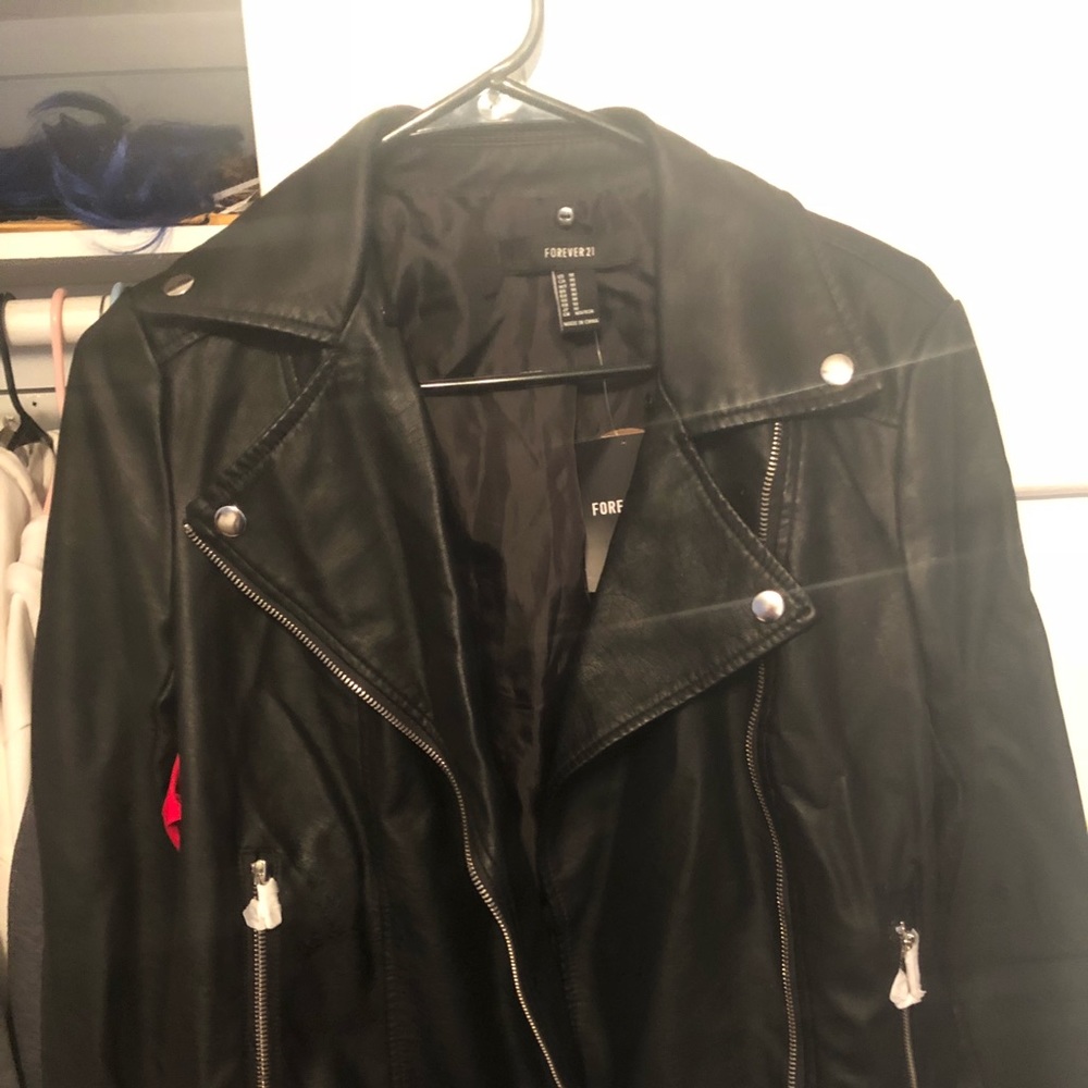 Black Leather Moto Jacket with attachable fur